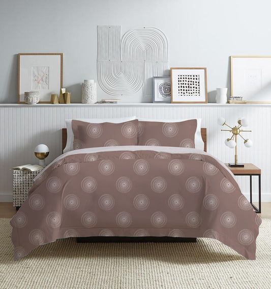 Luxury Cotton King Size Bedsheet Set | Circular Design Pattern