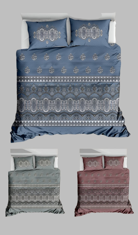 Luxury King Size Cotton Bedsheet Set | Floral Paisley Design (108x108")