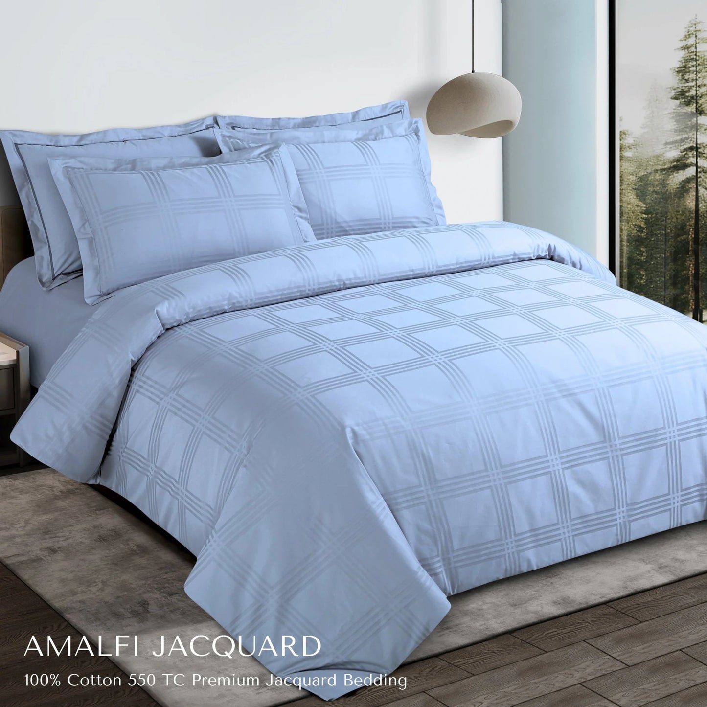 Bold Checkered Jacquard Cotton Bedsheet Set – King Size with Pillow Covers