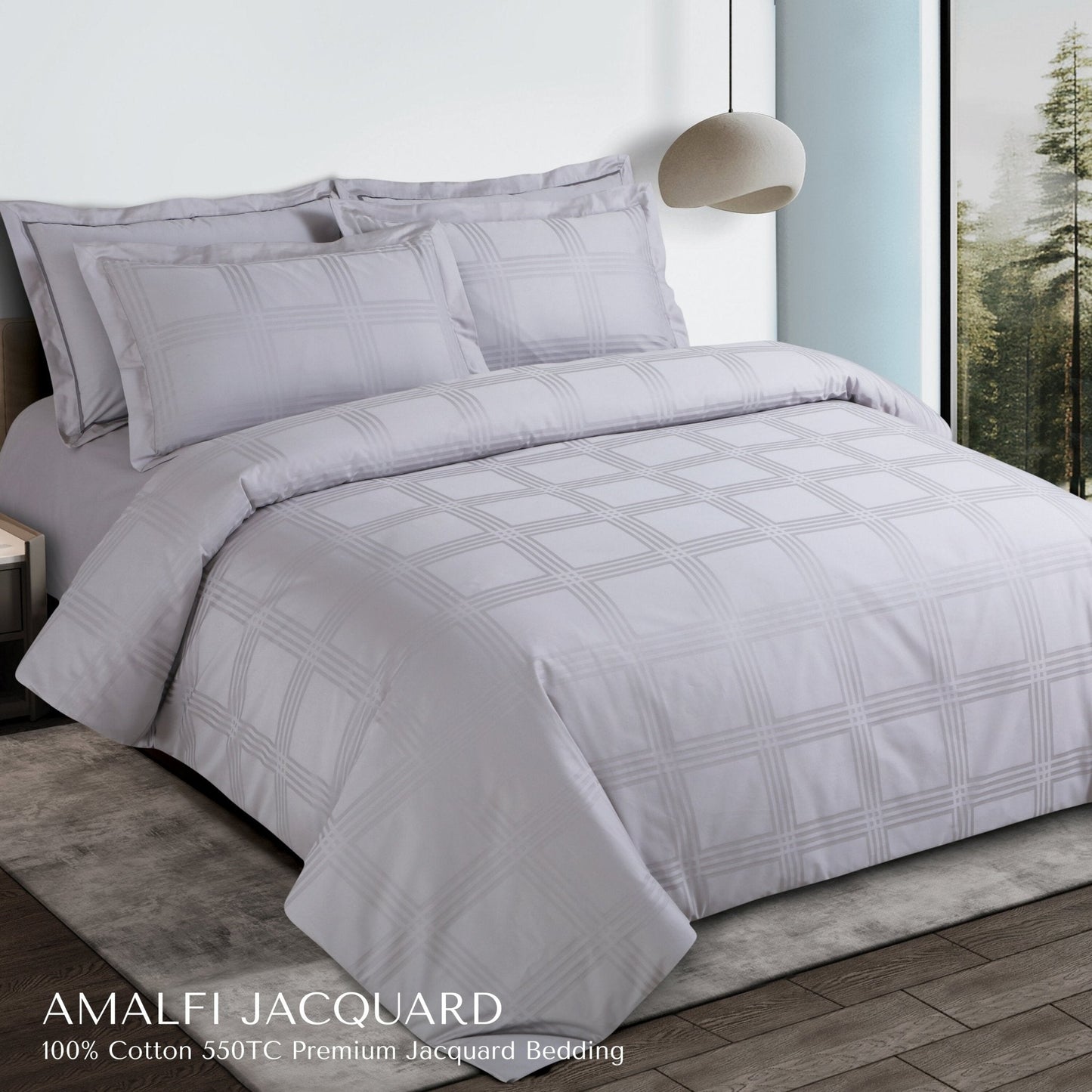 Bold Checkered Jacquard Cotton Bedsheet Set – King Size with Pillow Covers