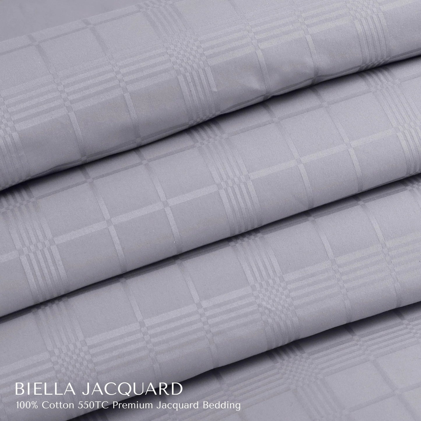 Premium Jacquard Cotton King Size Bedsheet Set - Checkered Design