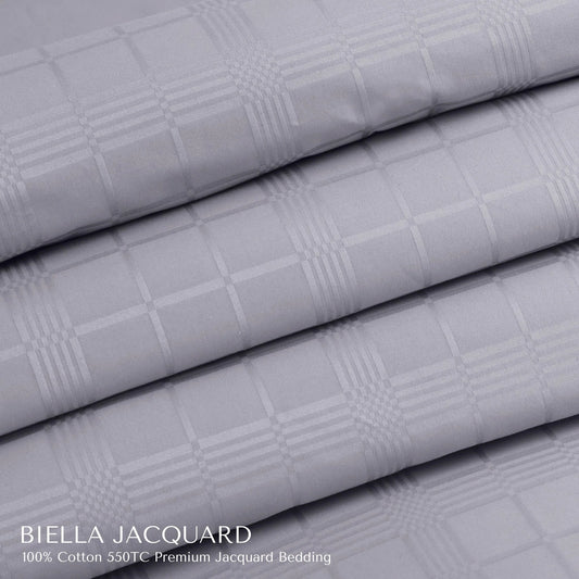 Premium Jacquard Cotton King Size Bedsheet Set - Checkered Design