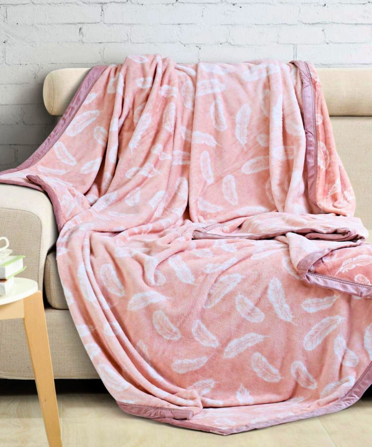 Velveteen blanket for Single & Double Bed – Leaves Design