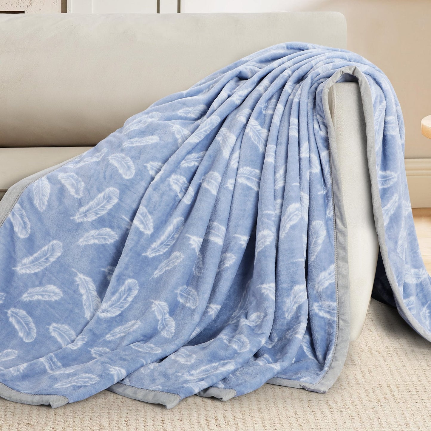 Velveteen blanket for Single & Double Bed – Leaves Design