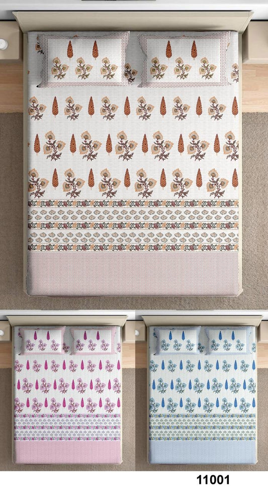 Premium King Size 100% Cotton Bedsheet Set with Pillow Covers