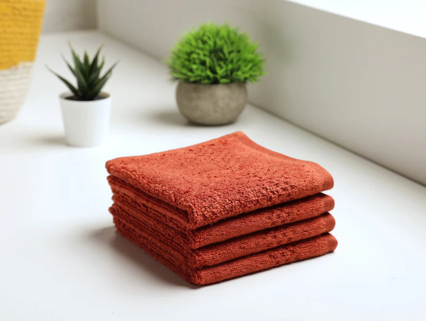 SWIFT DRY Face Towel Set of 4 – 100% Cotton By Spaces