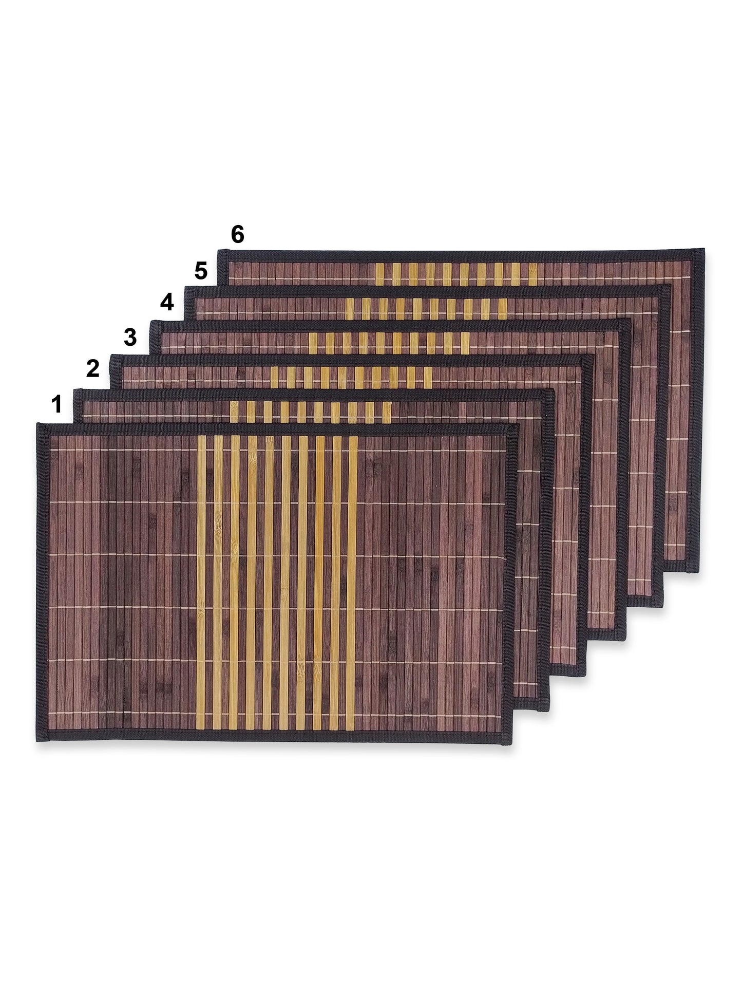 Bamboo-Texture Dining Placemats – Set of 6 | Modern Natural Table Decor