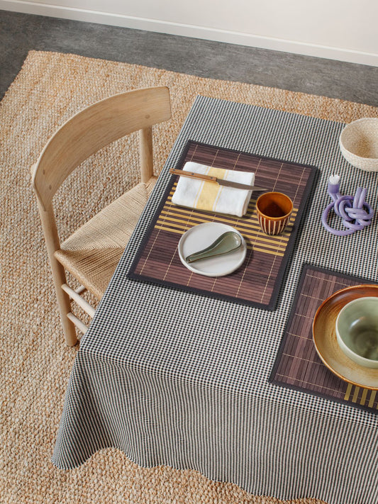 Bamboo-Texture Dining Placemats – Set of 6 | Modern Natural Table Decor