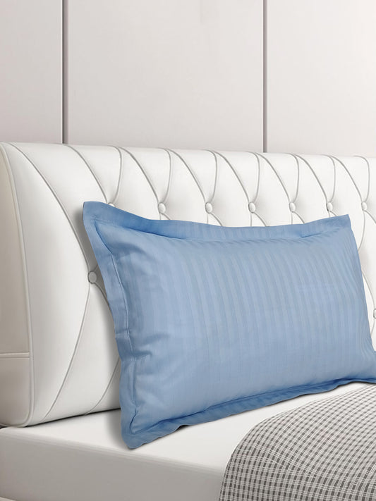 Blue Striped Satin Pillow Covers Set of 2 – Hotel Soft Premium Bedding