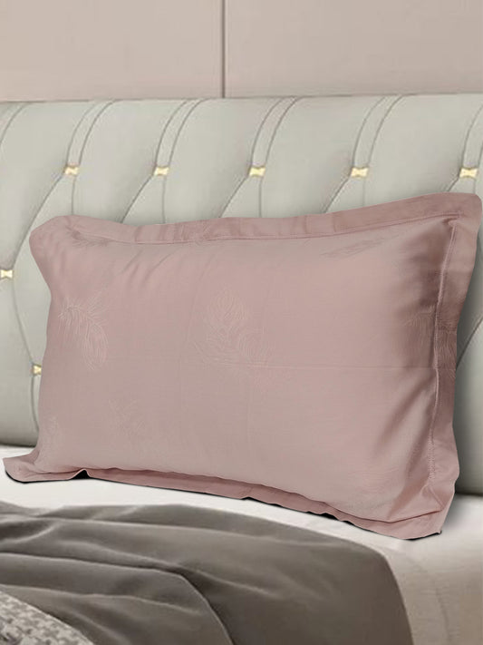 Blush Pink Feather Jacquard Pillow Cover Set – Premium Cotton – Set of 2