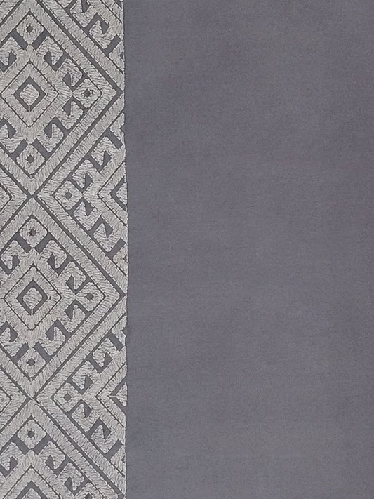 Grey Geometric Embroidered Pillow Cover Set – Premium Cotton – Set of 2