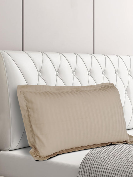Beige Stripe Satin Pillow Cover Set – Premium Cotton Satin – Set of 2