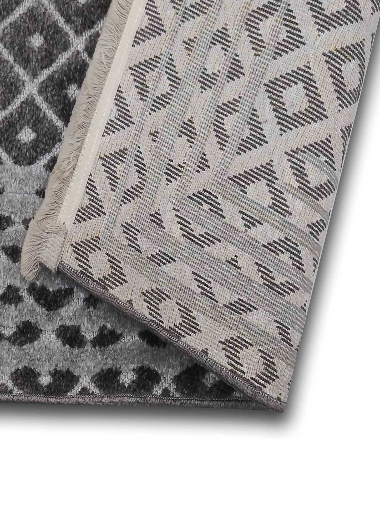 Grey Diamond Lattice Carpet – Modern Textured Geometric Rug for Living Room