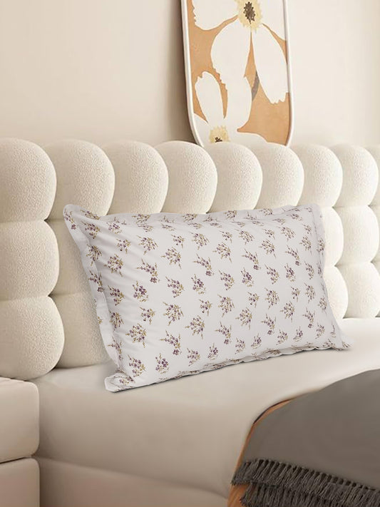 White Floral Cotton Pillow Covers Set of 2 – Soft Luxury Bedding, Hotel Collection
