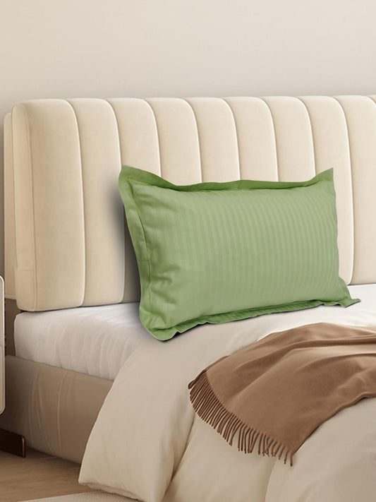 Green Satin Striped Pillow Covers Set of 2 – Luxury Soft Hotel Bedding