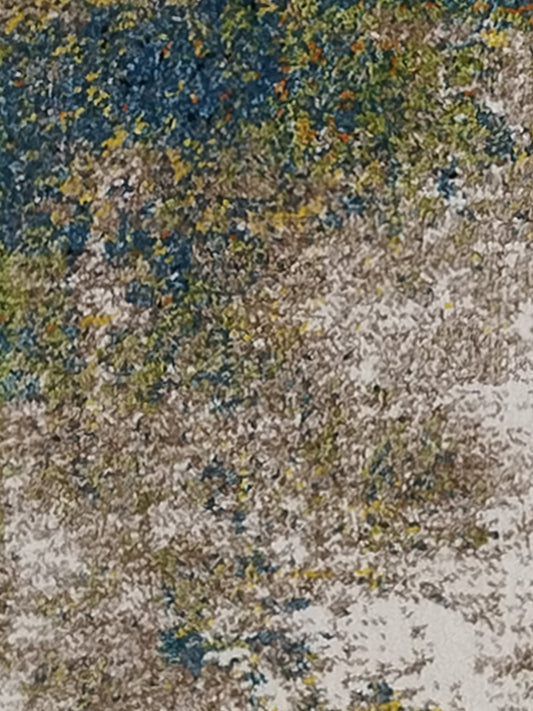 Blue Green Abstract Textured Runner – Modern Painterly Floor Runner