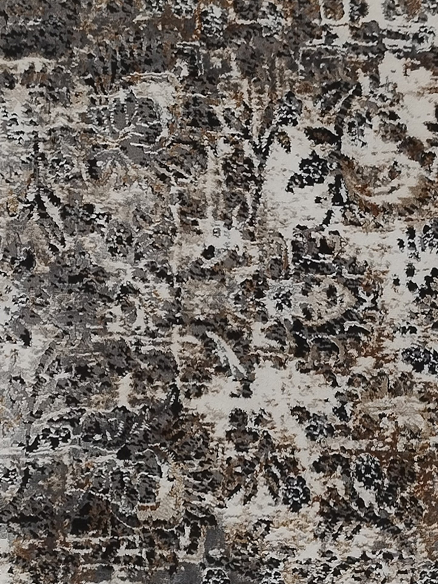 Grey Brown Distressed Floral Runner – Modern Textured Bedroom & Hallway Runner