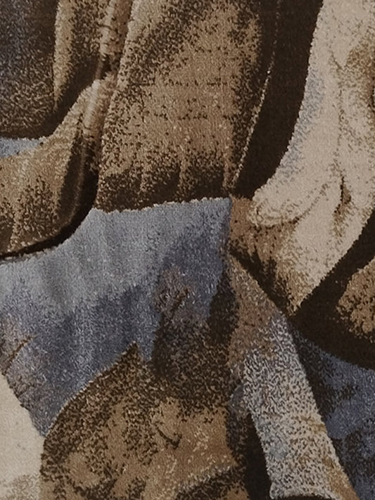 Brown Blue Abstract Wave Runner – Modern Textured Plush Runner