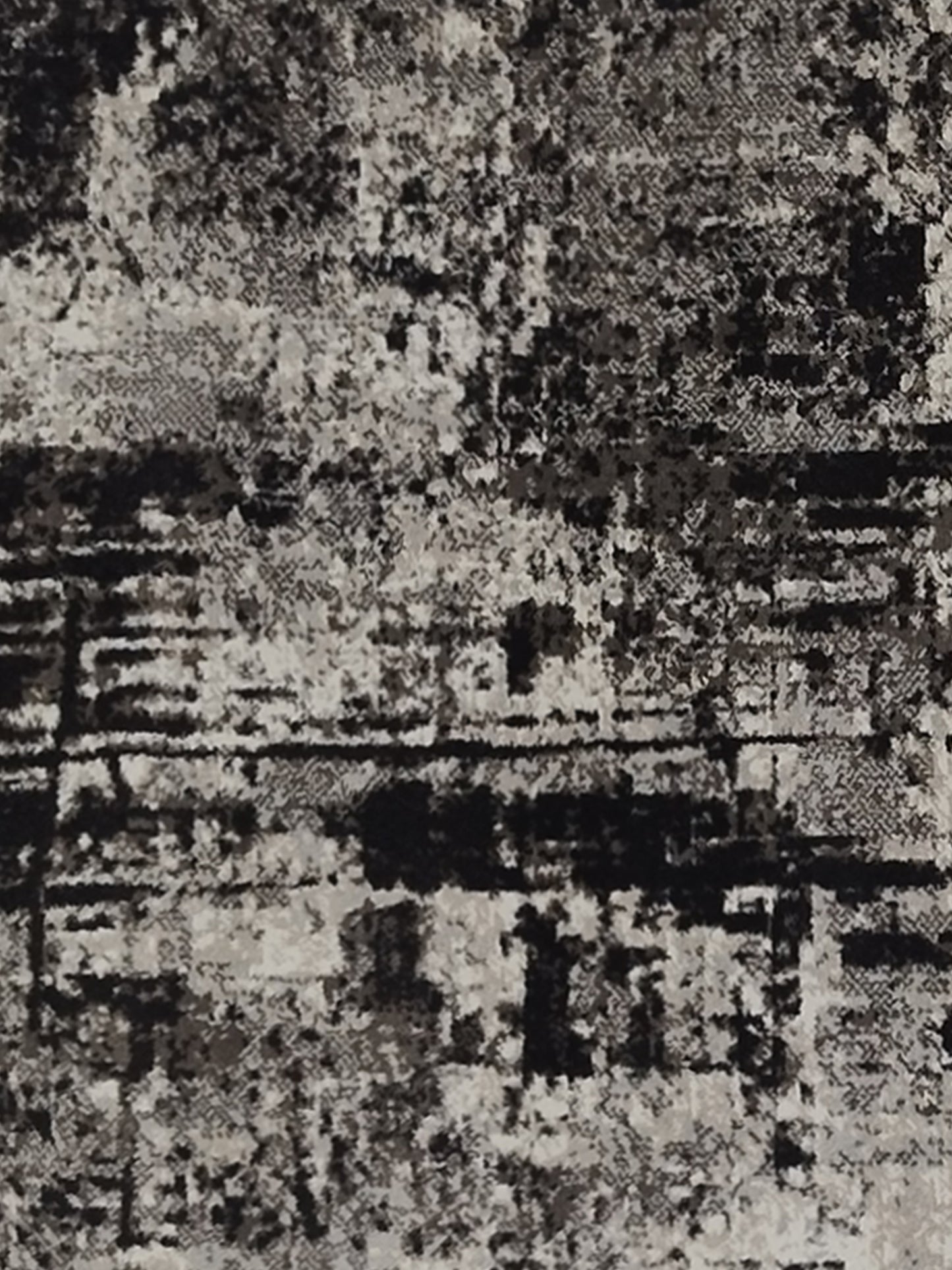 Black Grey Abstract Distressed Runner – Modern Plush Floor Runner