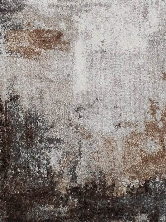 Grey Brown Abstract Textured Runner – Modern Distressed Plush Runner