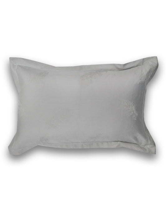 Light Grey Feather Jacquard Pillow Cover Set – Premium Cotton – Set of 2