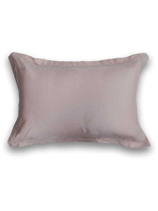 Blush Pink Feather Jacquard Pillow Cover Set – Premium Cotton – Set of 2
