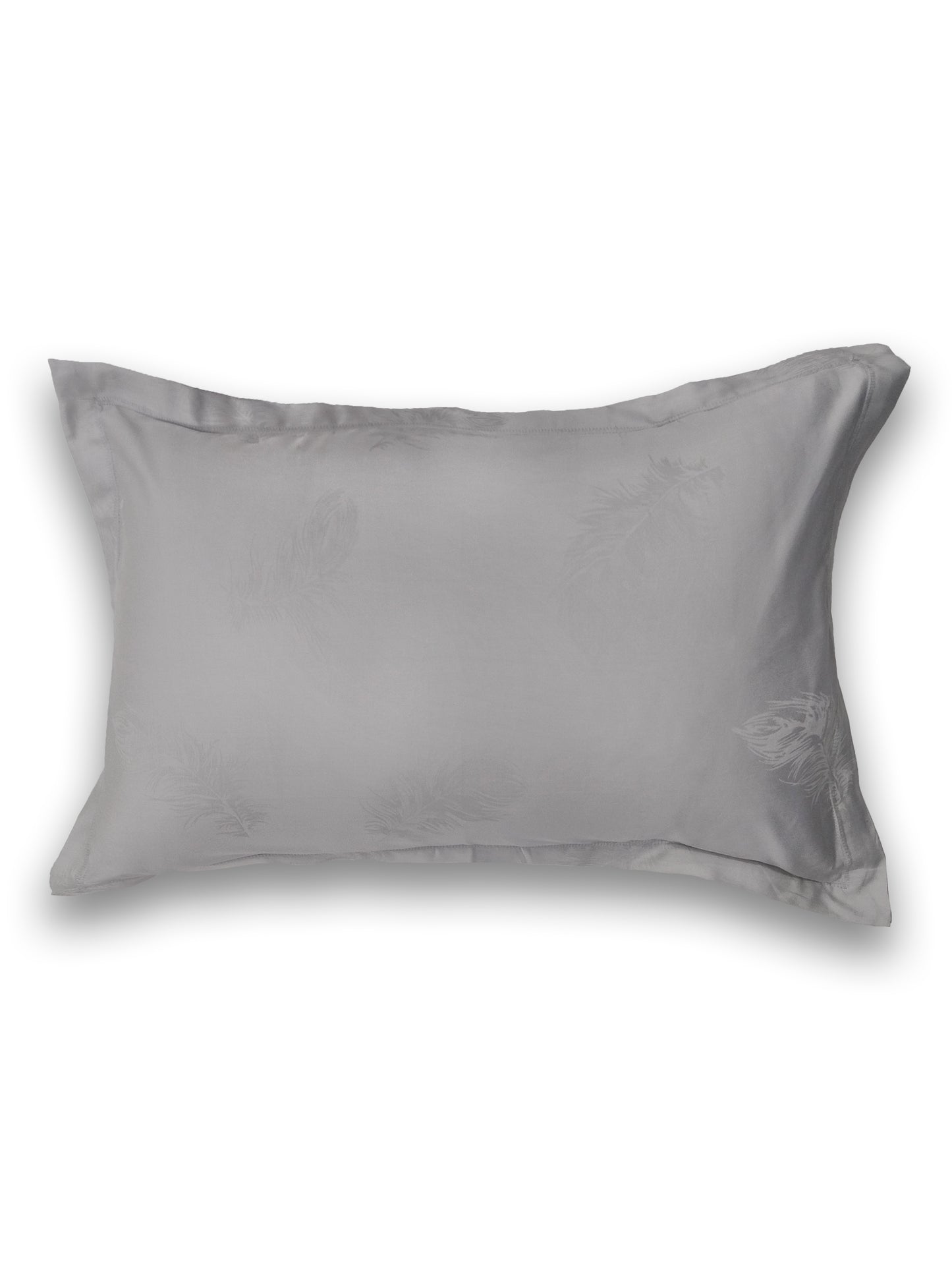 Cool Grey Feather Jacquard Pillow Cover Set – Premium Cotton – Set of 2