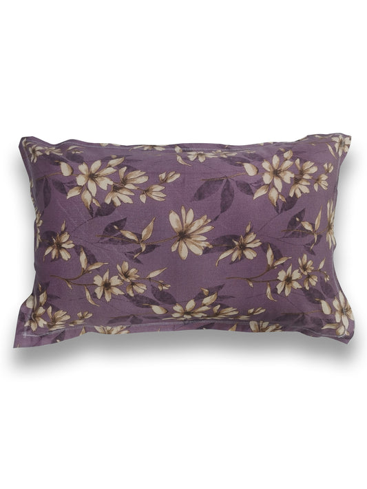 Mauve Floral Cotton Pillow Cover – Set of 2, Soft Botanical Luxury Bedding