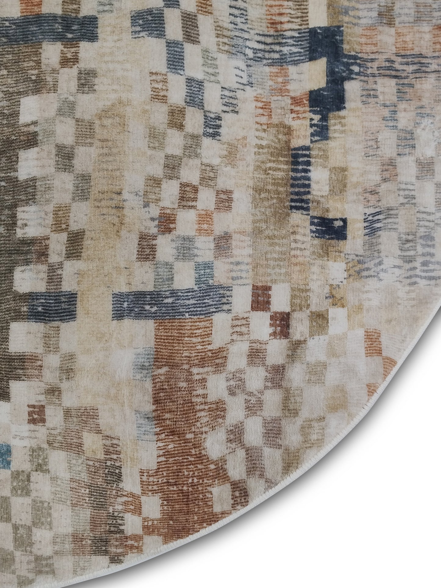 Beige Abstract Round Rug – Modern Area Carpet for Living Room & Bedroom