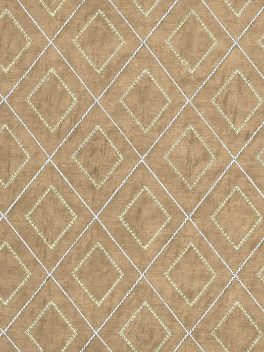 Brown Curtain Fabric with Diamond Lattice Embroidery – 4ft & 10ft Widths