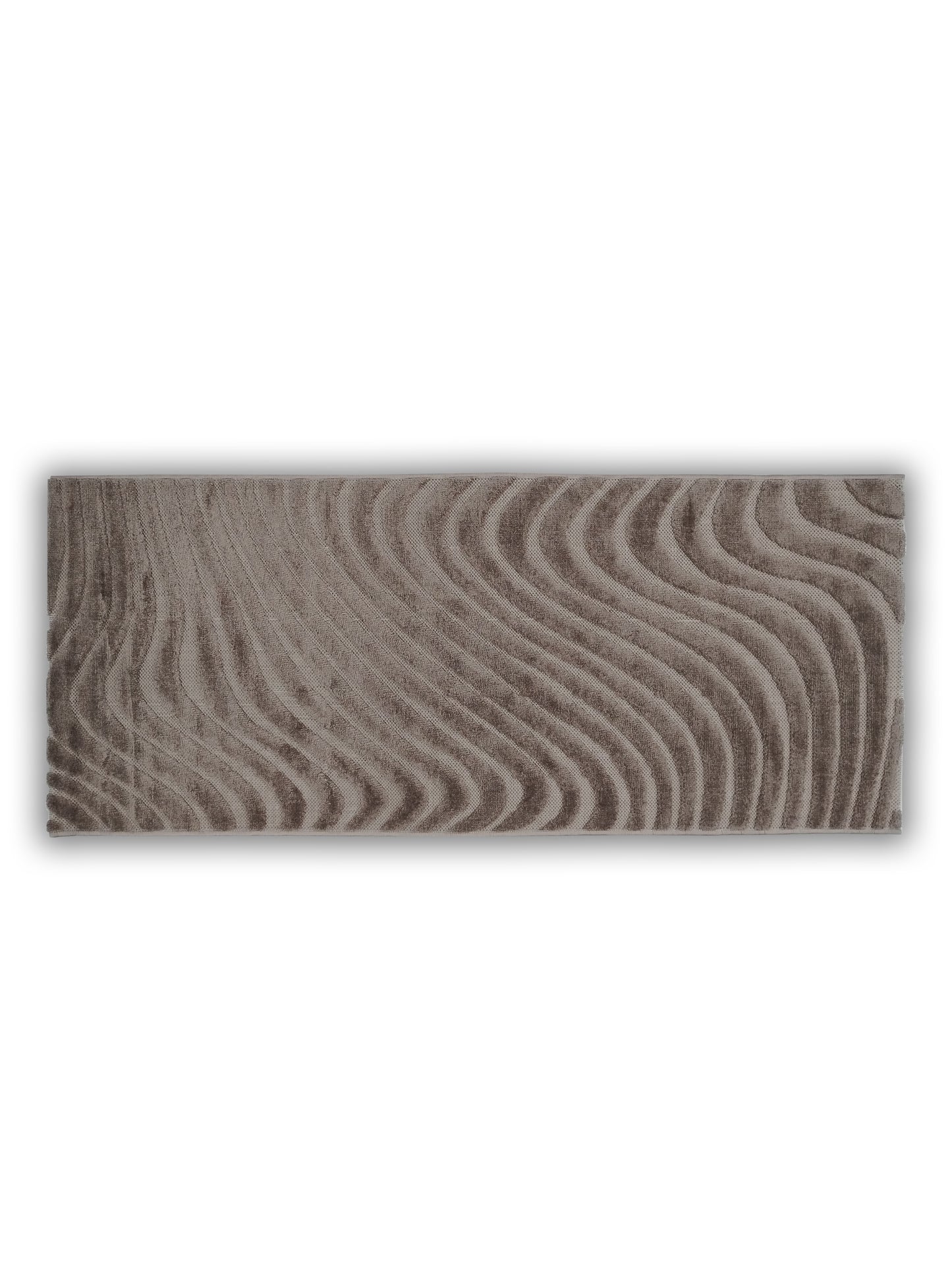 Mocha Brown Sculpted Wave Runner – Modern Textured Plush Runner
