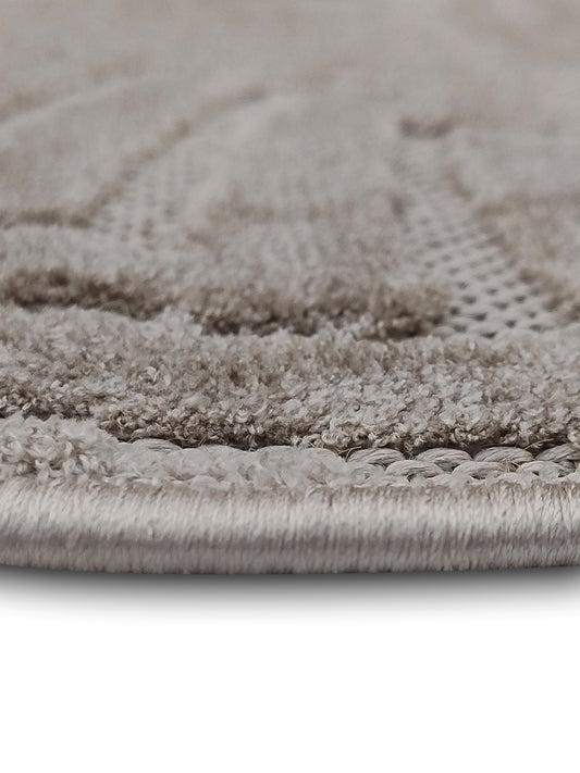 Taupe Maze Geometric Textured Runner – Modern Minimalist Bedside & Hallway Carpet