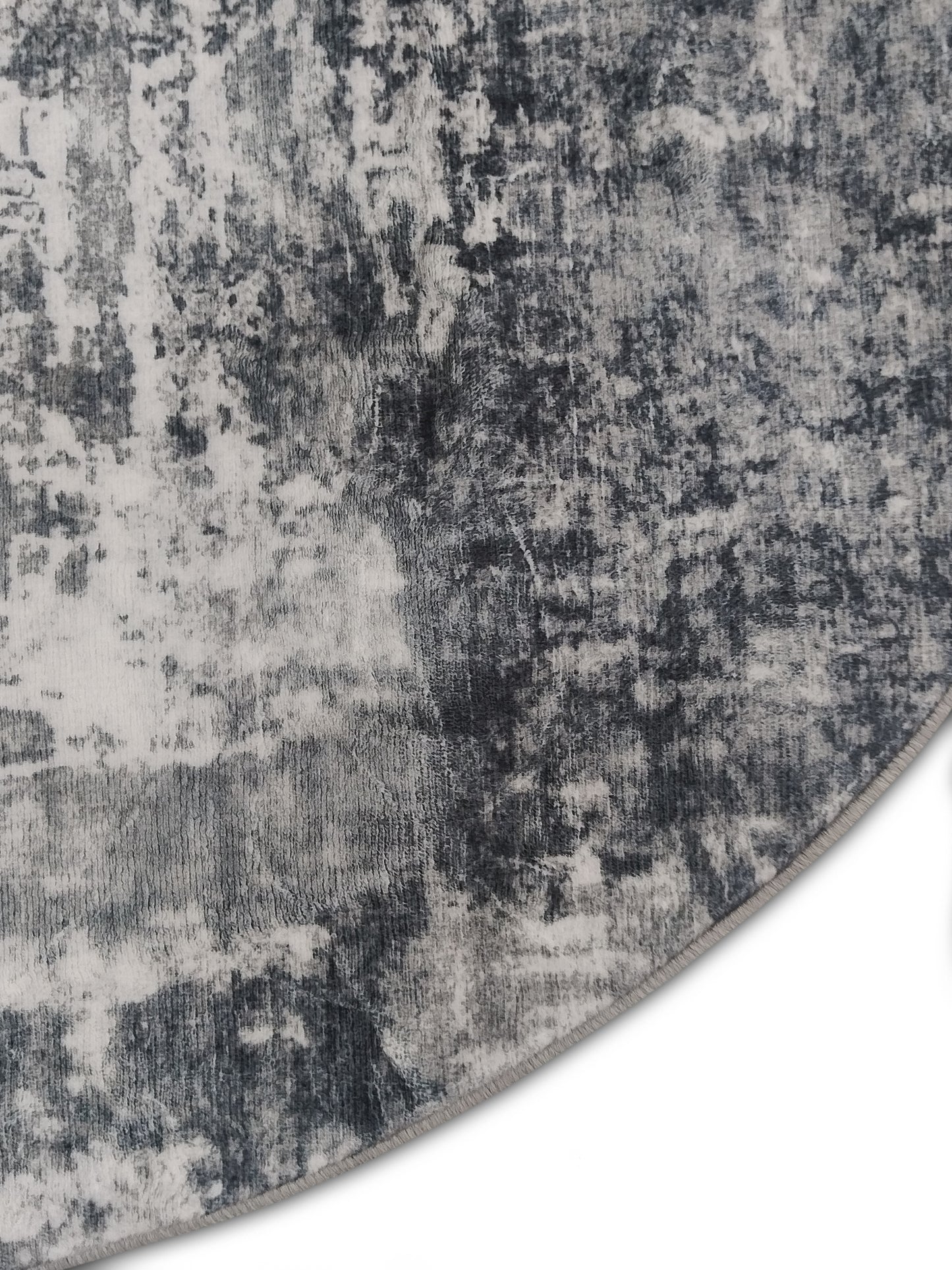 Abstract Grey Round Rug – Modern Carpet for Bedroom & Living Room
