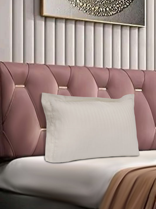 White Satin Striped Pillow Covers Set of 2 – Luxury Soft Hotel Bedding