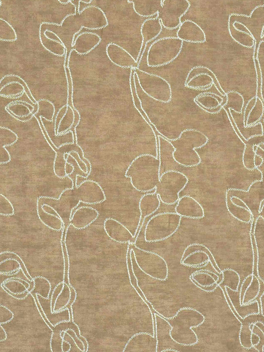 Brown Curtain Fabric with Abstract Vine Embroidery – 4ft & 10ft Widths