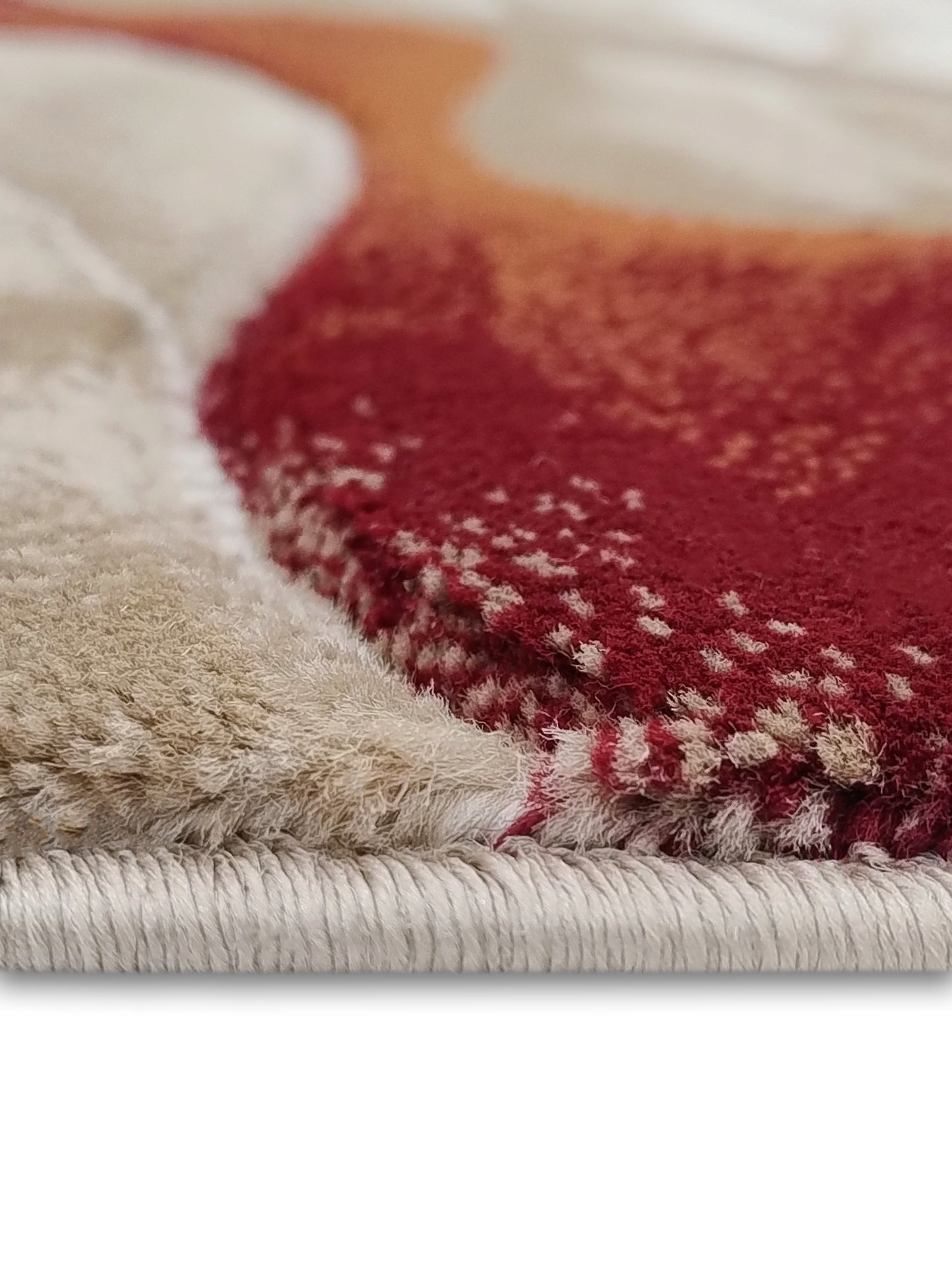 Beige Red Abstract Wave Runner – Modern Plush Textured Floor Runner