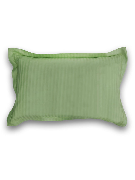 Green Satin Striped Pillow Covers Set of 2 – Luxury Soft Hotel Bedding