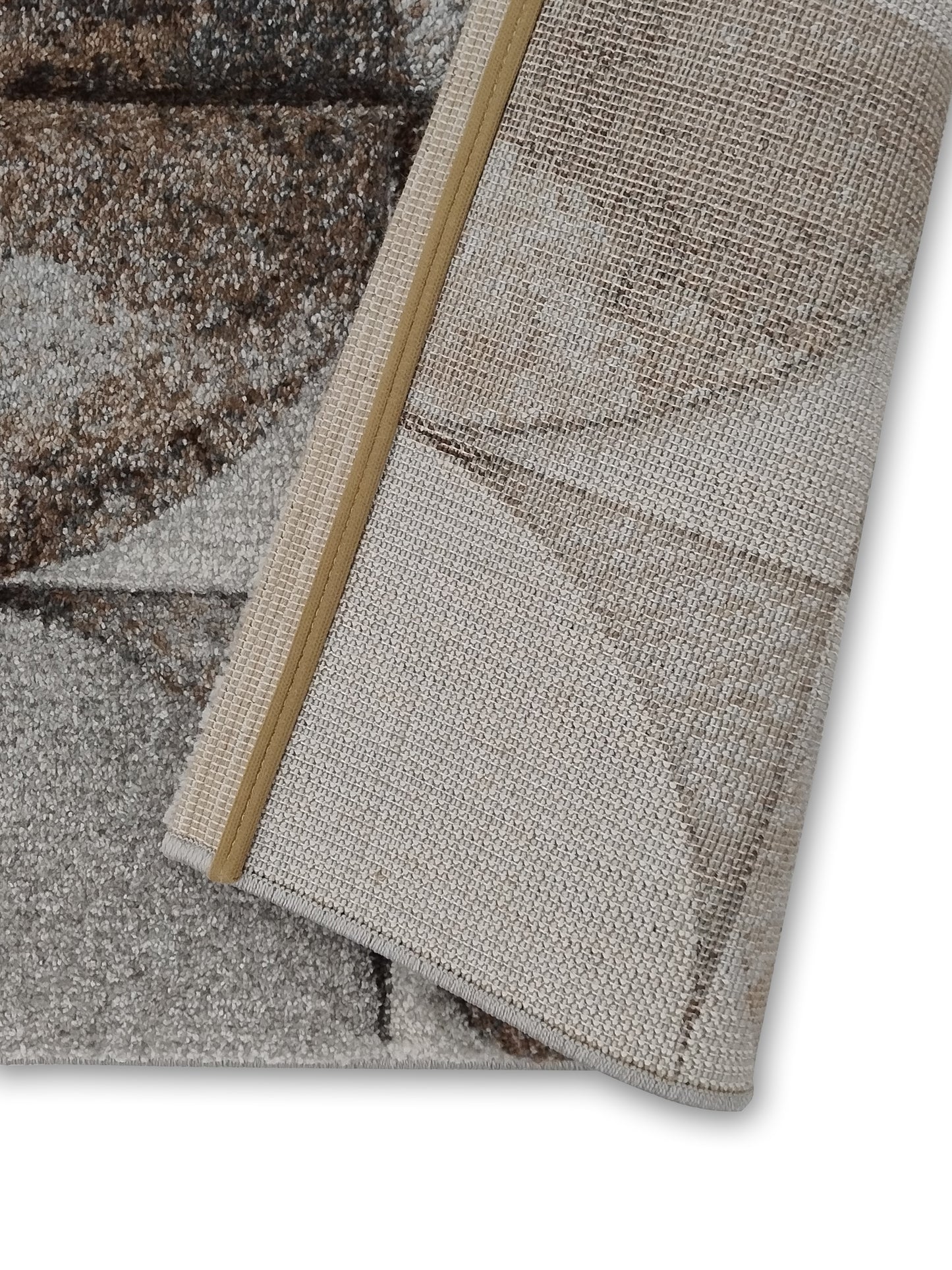 Grey Brown Geometric Curve Runner – Modern Abstract Plush Floor Runner