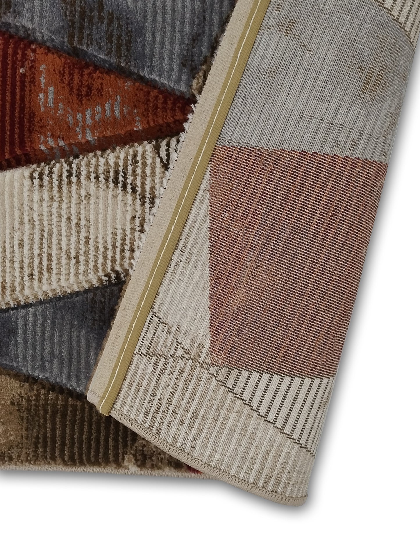 Multicolor Geometric Patchwork Runner – Modern Plush Textured Floor Runner