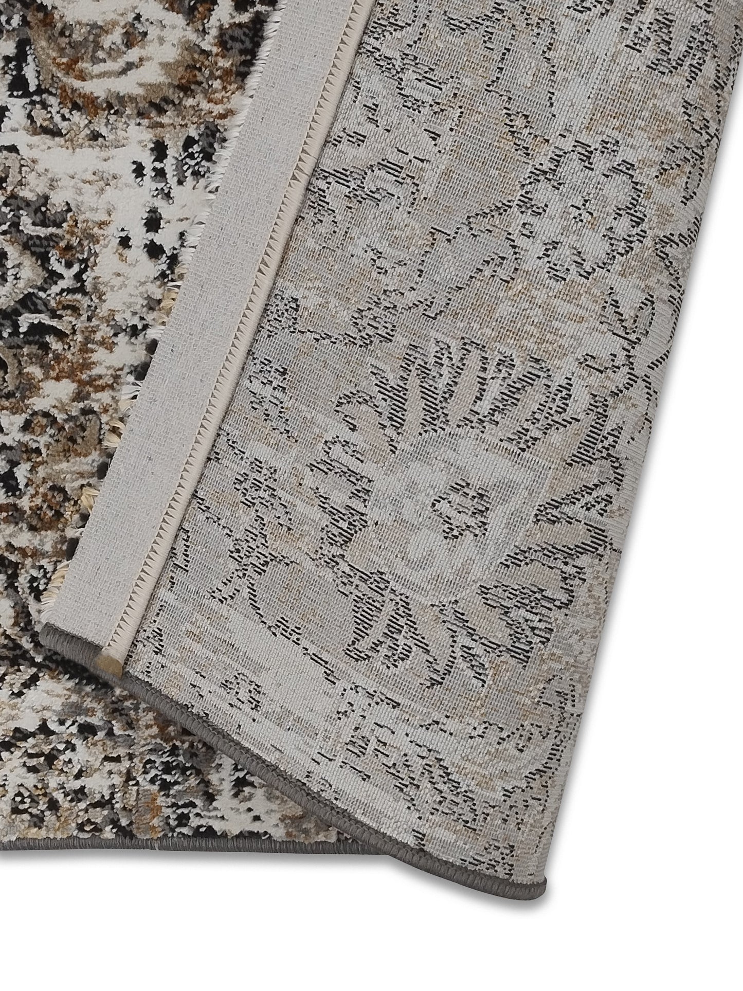 Grey Brown Distressed Floral Runner – Modern Textured Bedroom & Hallway Runner
