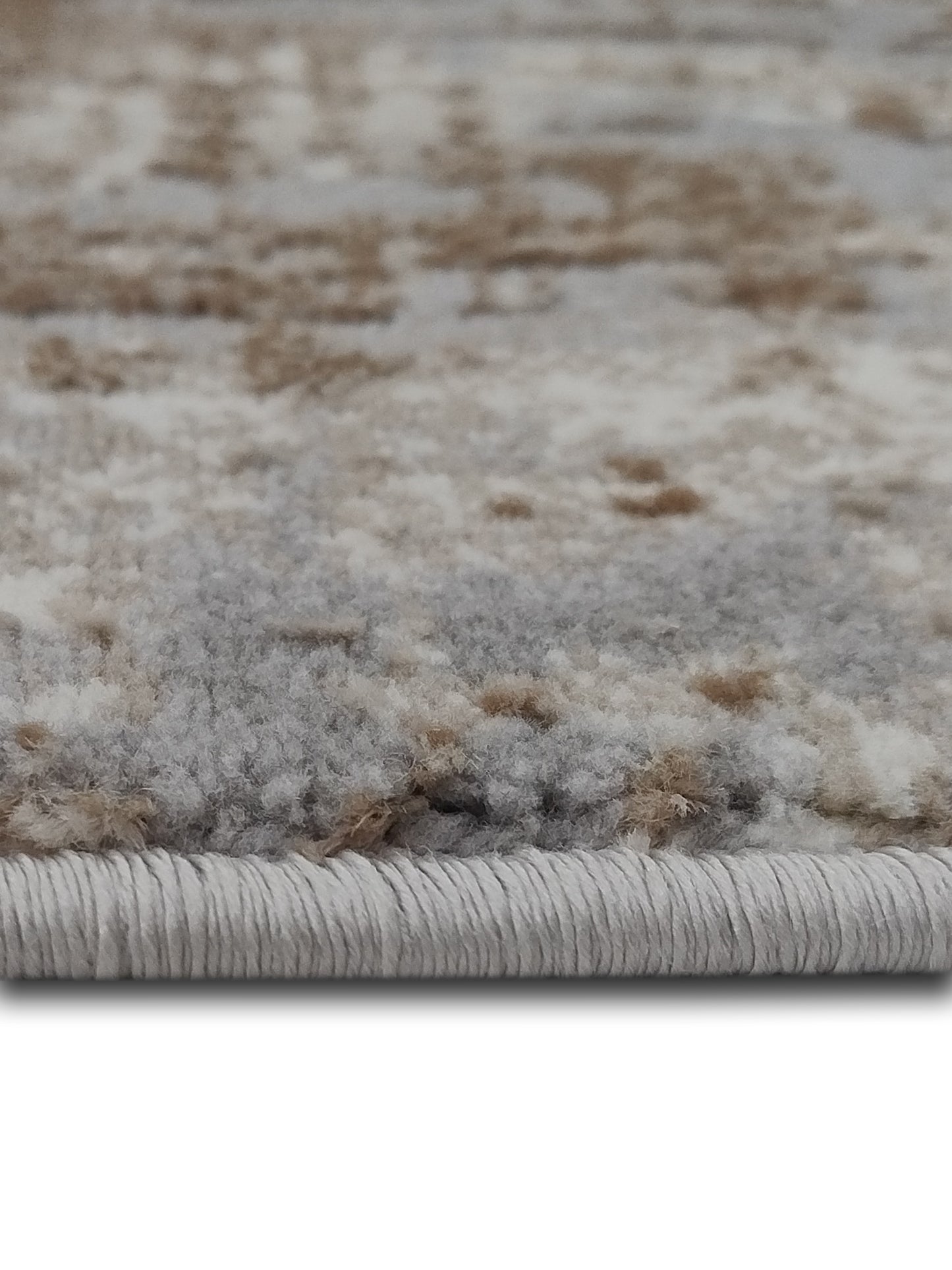 Grey Beige Abstract Textured Runner – Modern Plush Carpet Runner