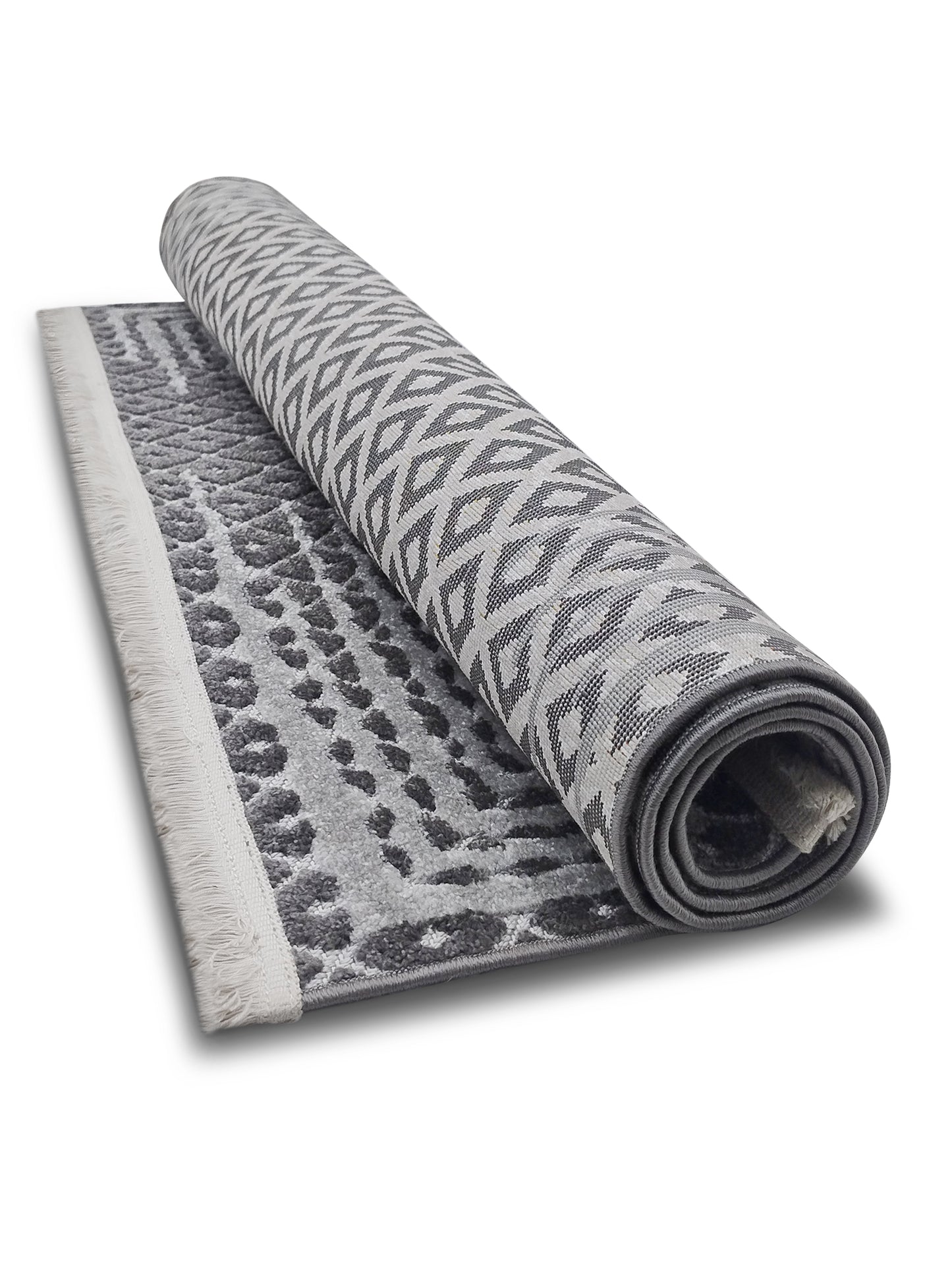 Grey Diamond Lattice Carpet – Modern Textured Geometric Rug for Living Room