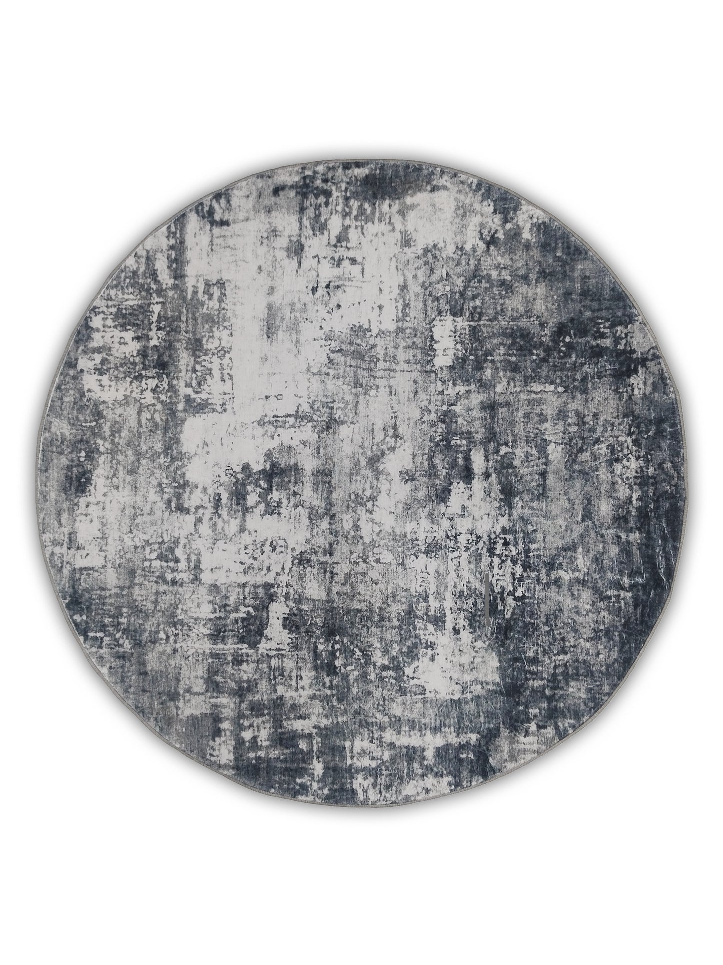Abstract Grey Round Rug – Modern Carpet for Bedroom & Living Room