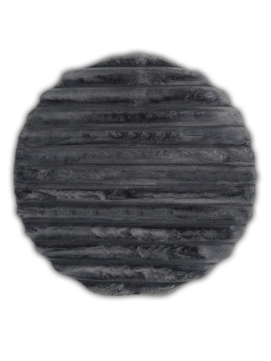 Grey Faux Fur Round Rug – Ultra Plush, Modern Cozy Floor Accent