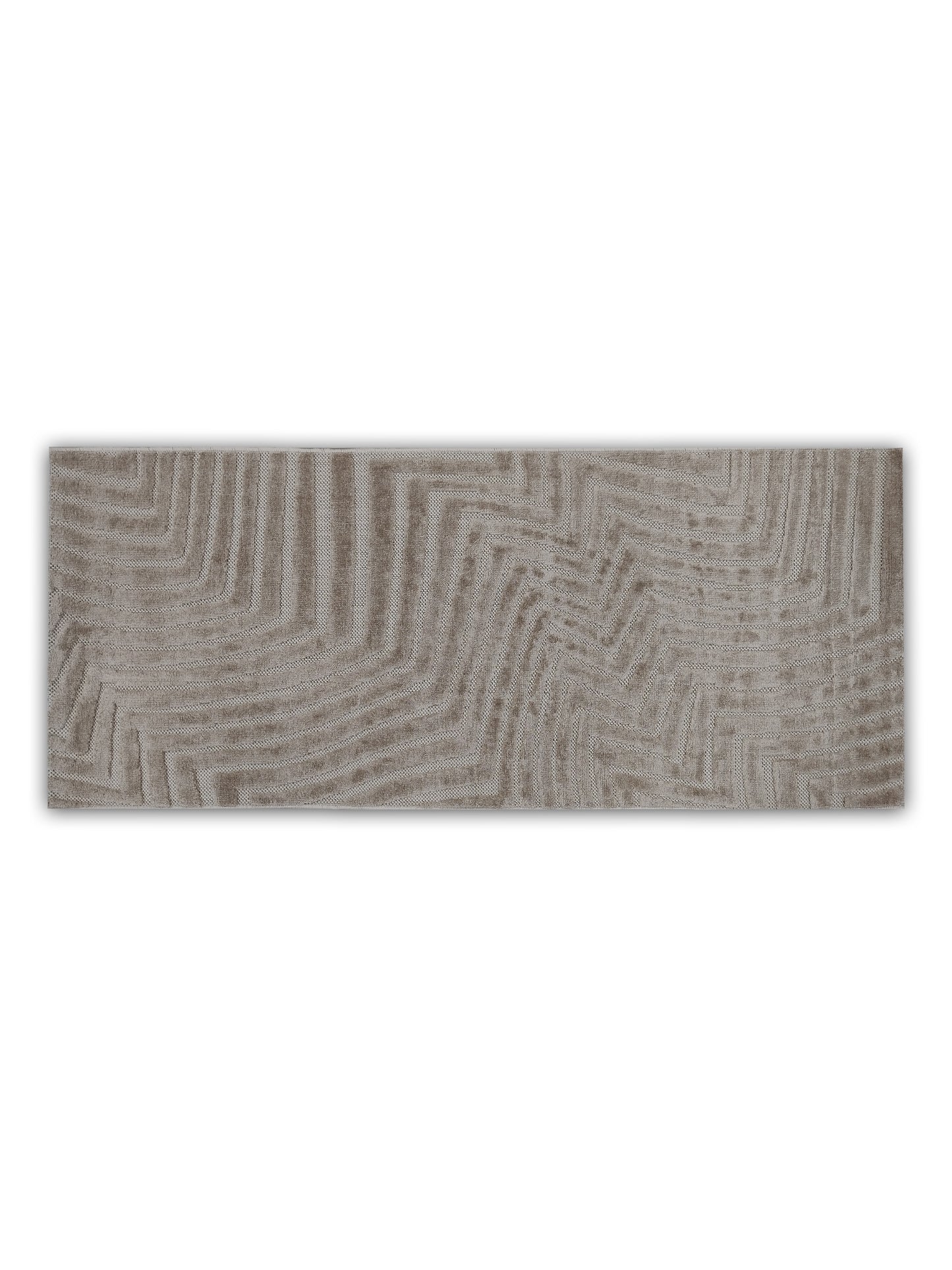 Taupe Maze Geometric Textured Runner – Modern Minimalist Bedside & Hallway Carpet
