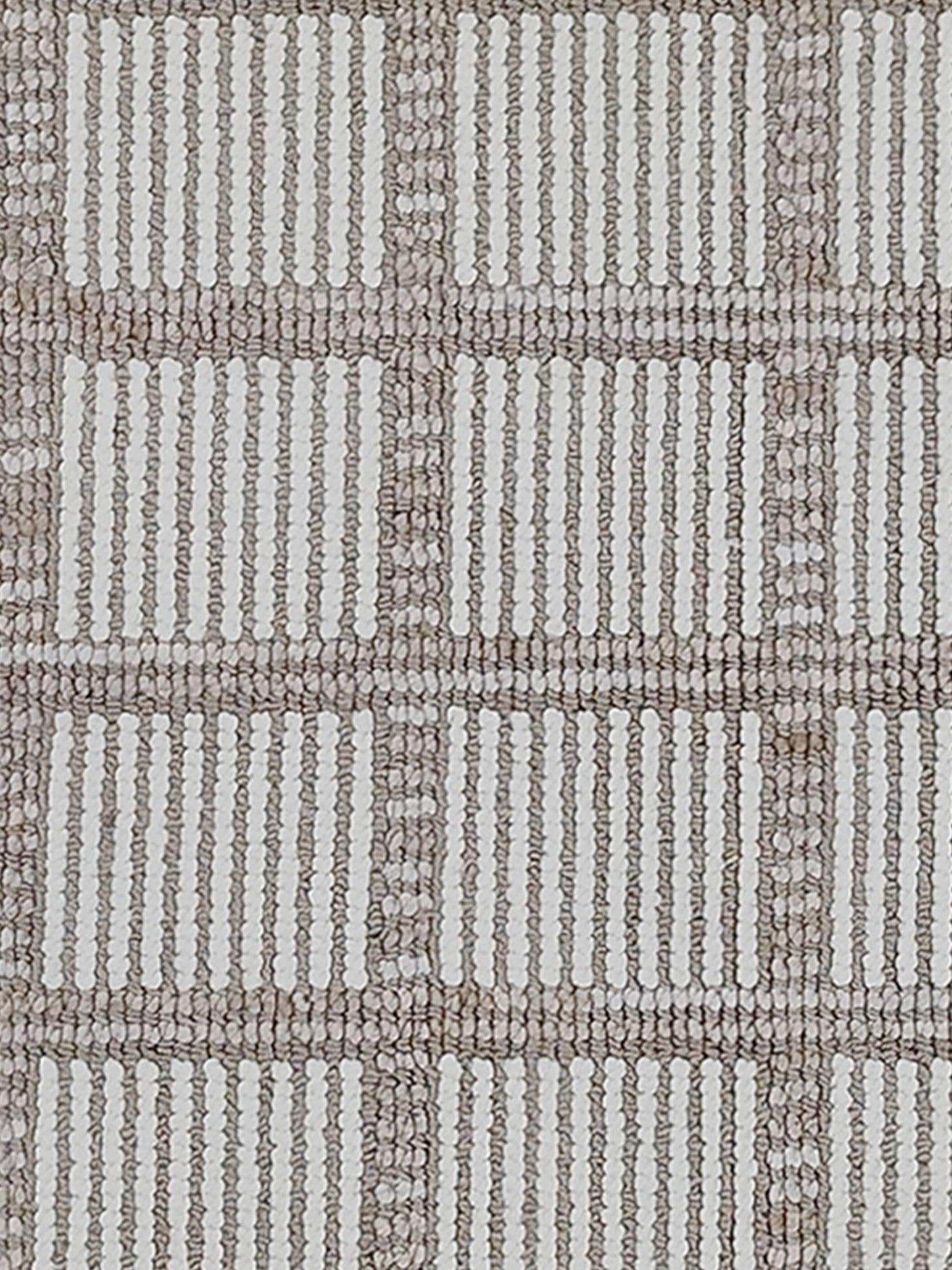Ivory & Taupe Grid Pattern Cotton Runner – Modern Handwoven Bedside & Hallway Carpet
