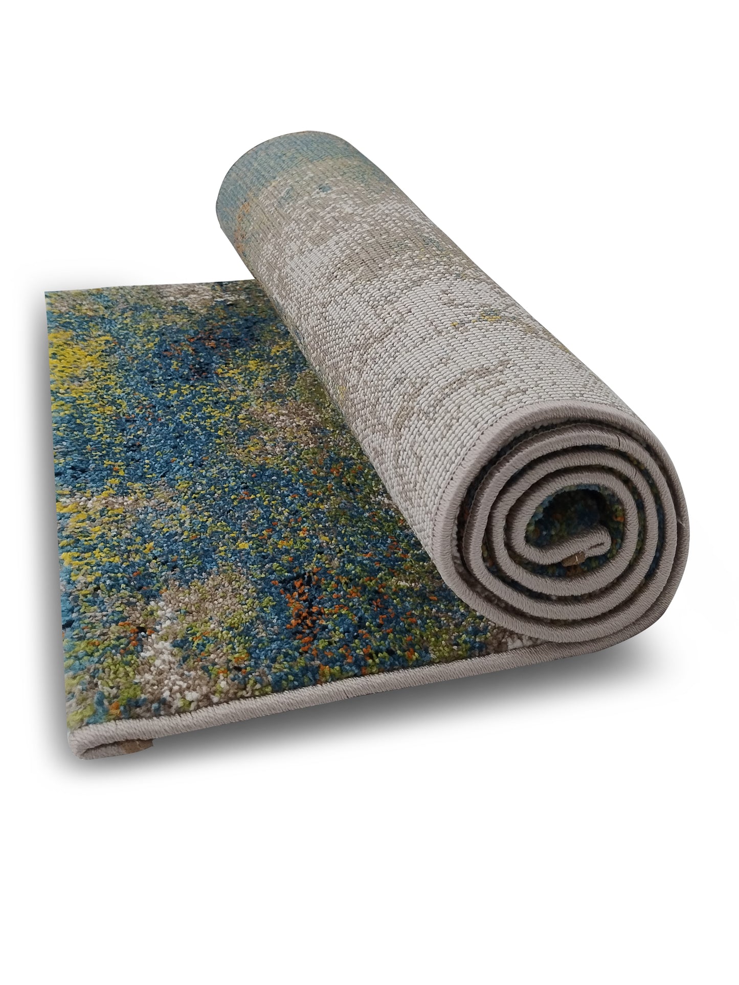 Blue Green Abstract Textured Runner – Modern Painterly Floor Runner