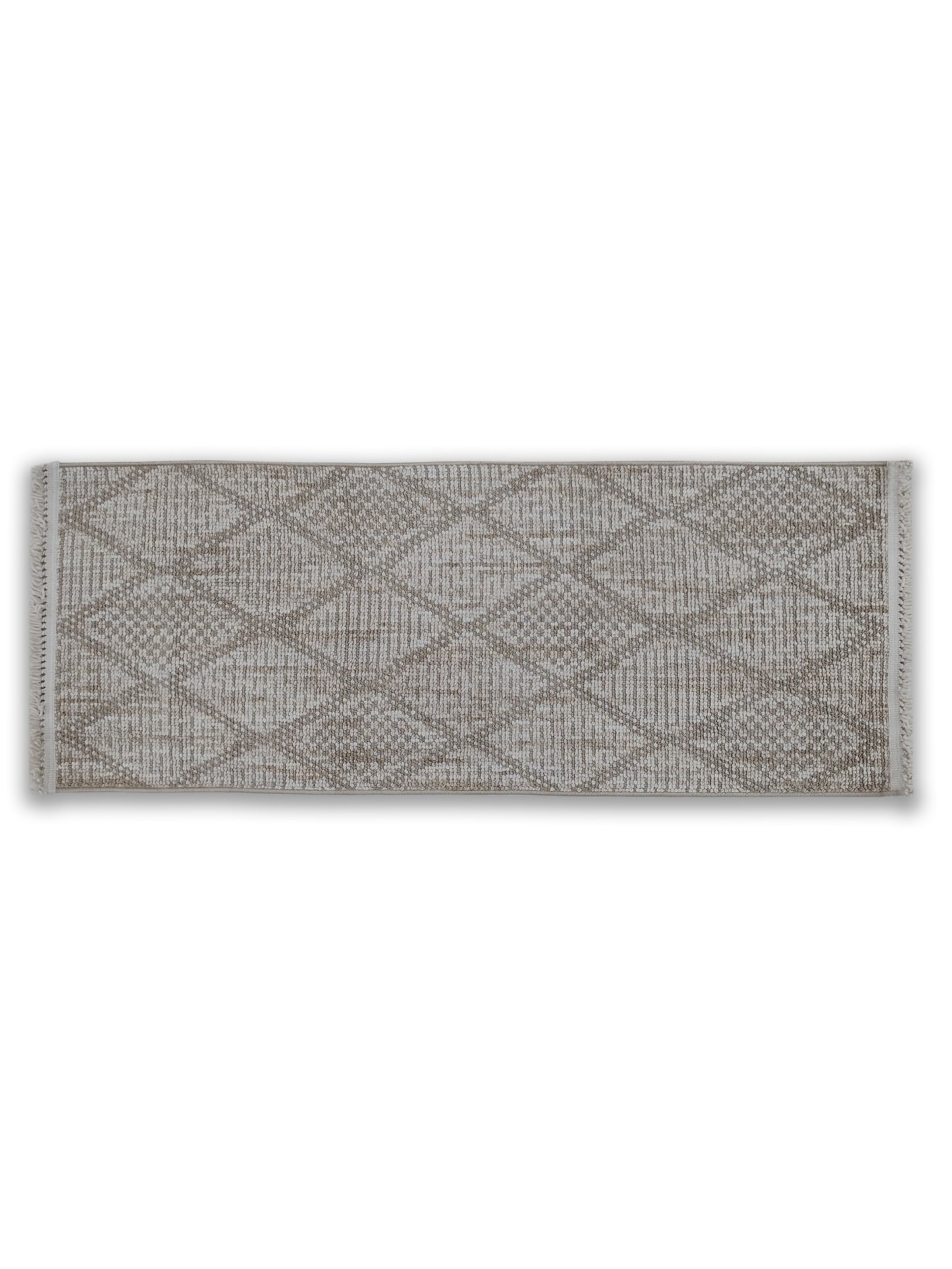 Beige Diamond Pattern Cotton Runner – Modern Handloom Floor Runner