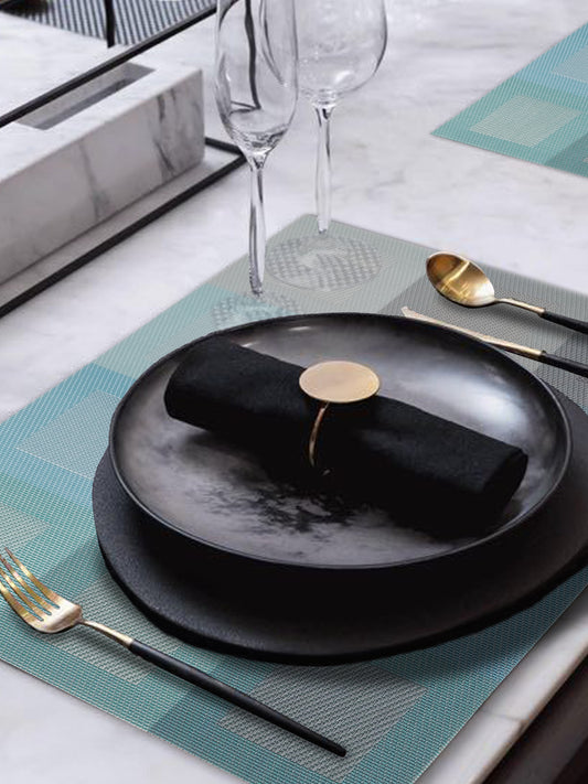 Atoz Blue Placemats for Dining Table – Set of 6 | Heat & Stain Resistant | Washable, Non-Slip Table Mats | Stylish Woven Design for Kitchen & Dining Room