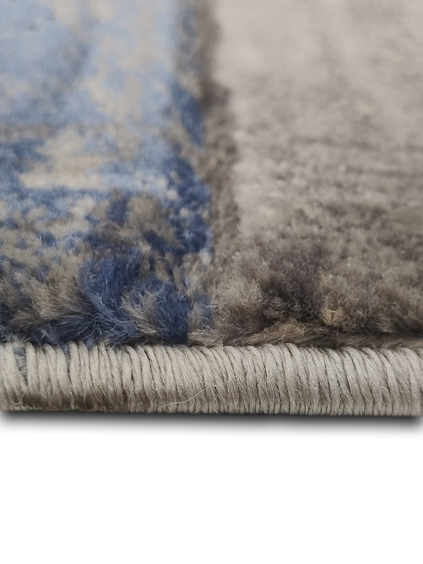 Blue Grey Block Pattern Carpet – Modern Geometric Rug for Living Room